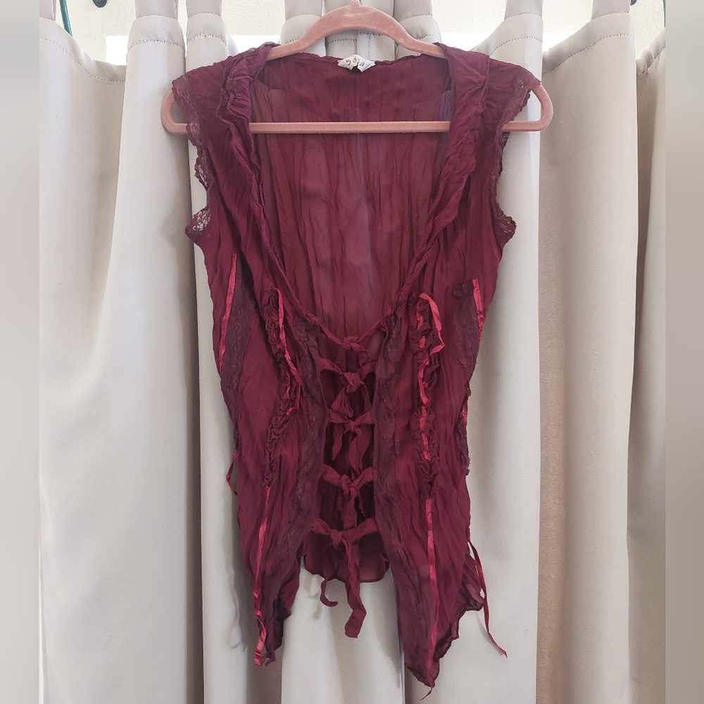 Y2K sheer layering vest like top